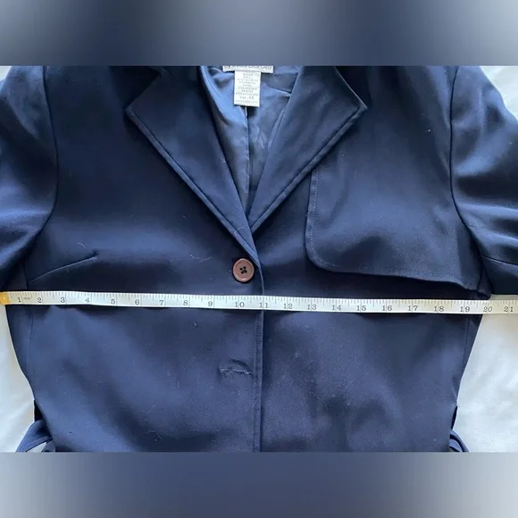 Vintage Linea Navy Blue Belted Women's Trench Coat Classic Chic - Picture 10 of 16